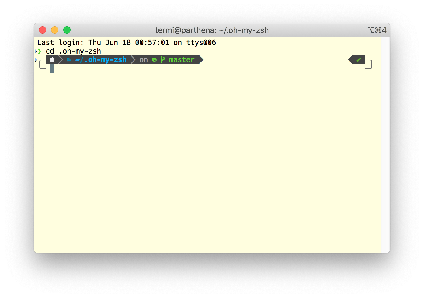 Screenshot of the final setup of Zsh with Powerlevel10k